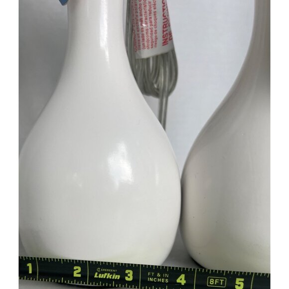 Set Of 2 White Ceramic Accent Lamps 11.5" Tall Corded Plug Design Minimalist NWT - Picture 6 of 6